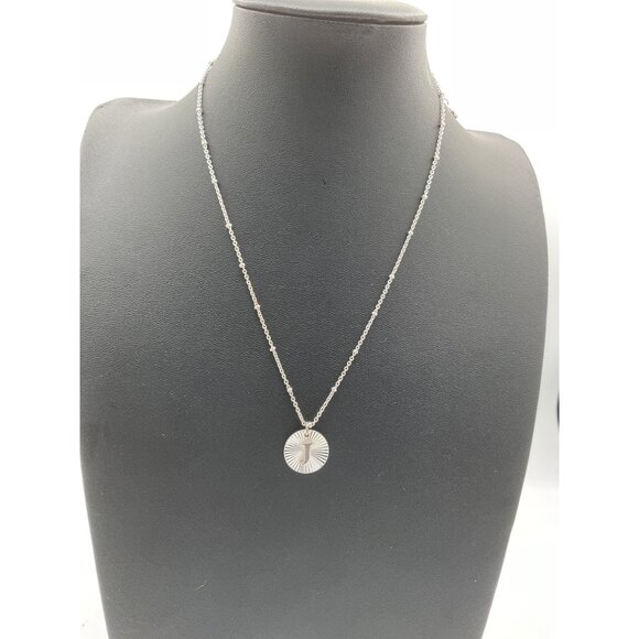 Initial J Pendant Necklace Silver Adjustable Chain - Picture 1 of 5